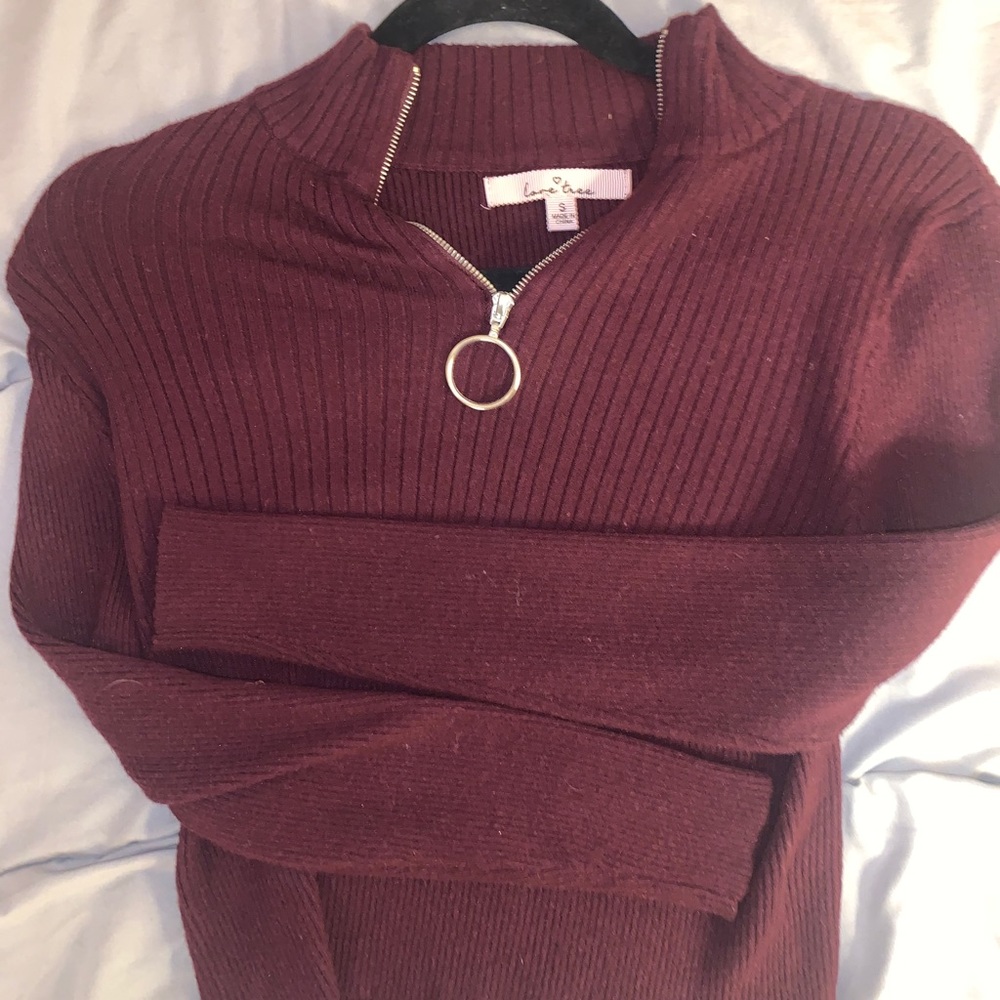 Forever 21 Quarter Zip Crop Sweater